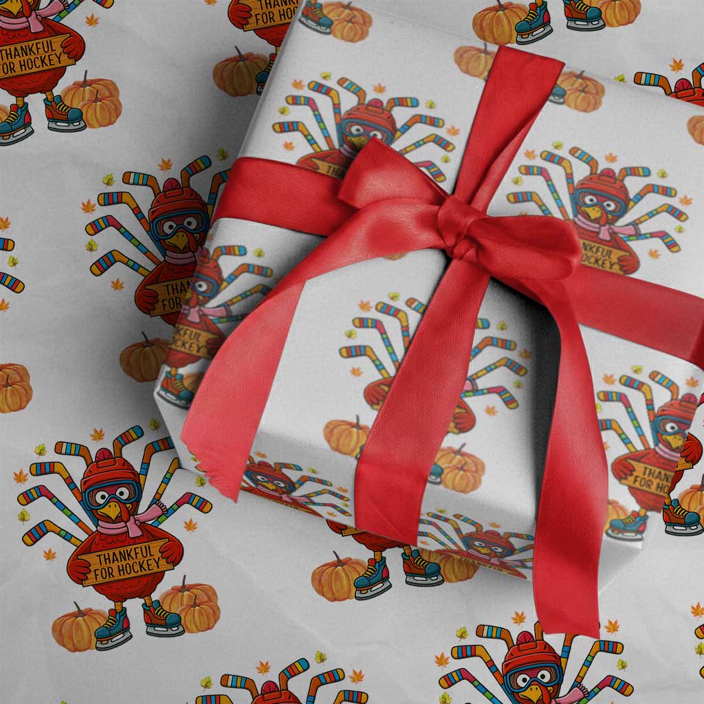 Funny Turkey Ice Hockey Gift Wrapping Paper Roll Thankful For Hockey - Wonder Print Shop