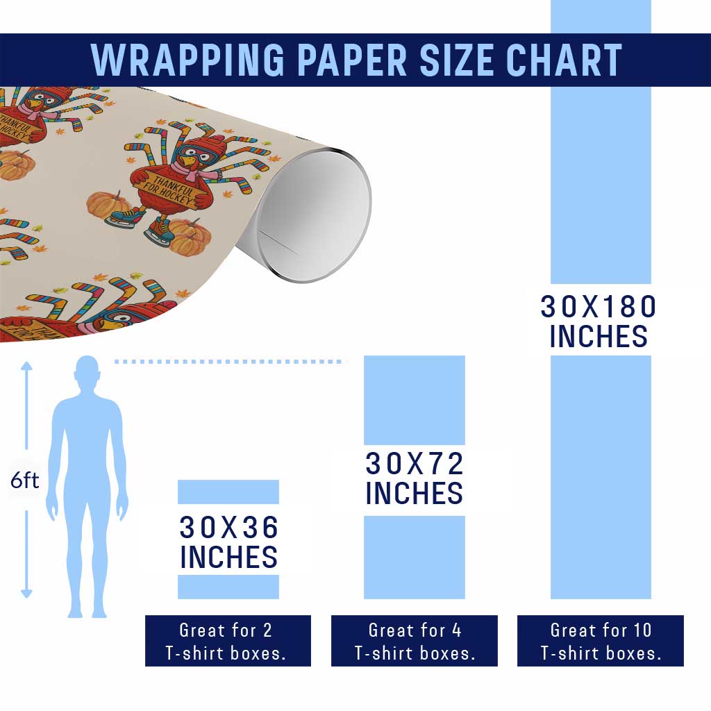Funny Turkey Ice Hockey Gift Wrapping Paper Roll Thankful For Hockey - Wonder Print Shop