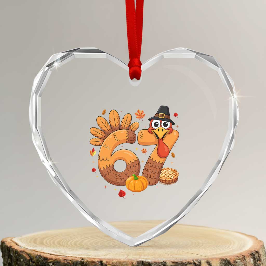 Funny Turkey Six And Seven Meme Heart Crystal Glass Ornament Thanksgiving Gift - Wonder Print Shop