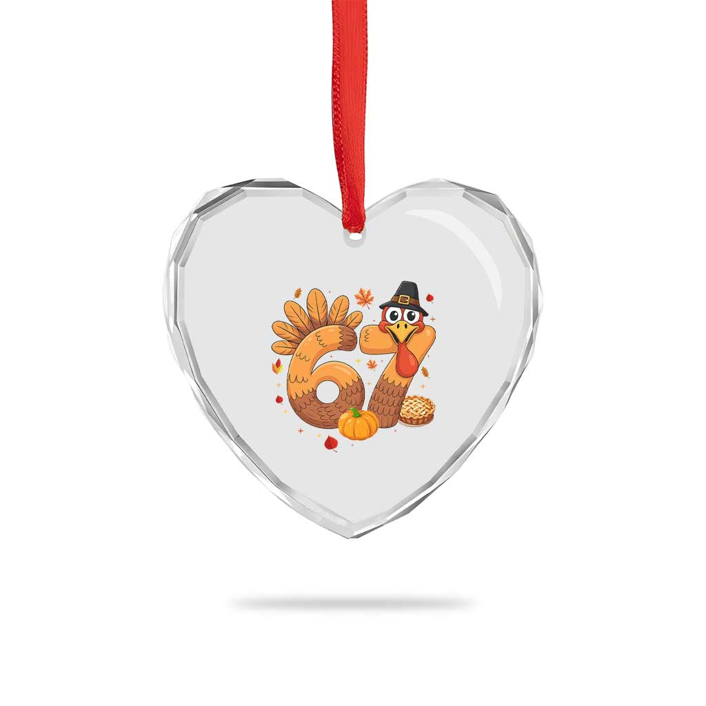 Funny Turkey Six And Seven Meme Heart Crystal Glass Ornament Thanksgiving Gift - Wonder Print Shop