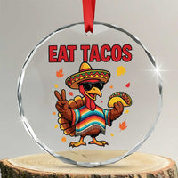 Funny Turkey Thanksgiving Crystal Glass Ornament Eat Tacos - Wonder Print Shop
