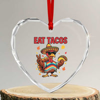 Funny Turkey Thanksgiving Heart Crystal Glass Ornament Eat Tacos - Wonder Print Shop