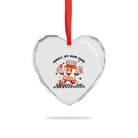 Funny Tylenol Joke Heart Crystal Glass Ornament Please Be Patient My Mom Took Tylenol - Wonder Print Shop
