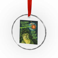 Funny UFO Alien Cat Selfie Crystal Glass Ornament Retro Space Sci-Fi Cat Pilot - Wonder Print Shop