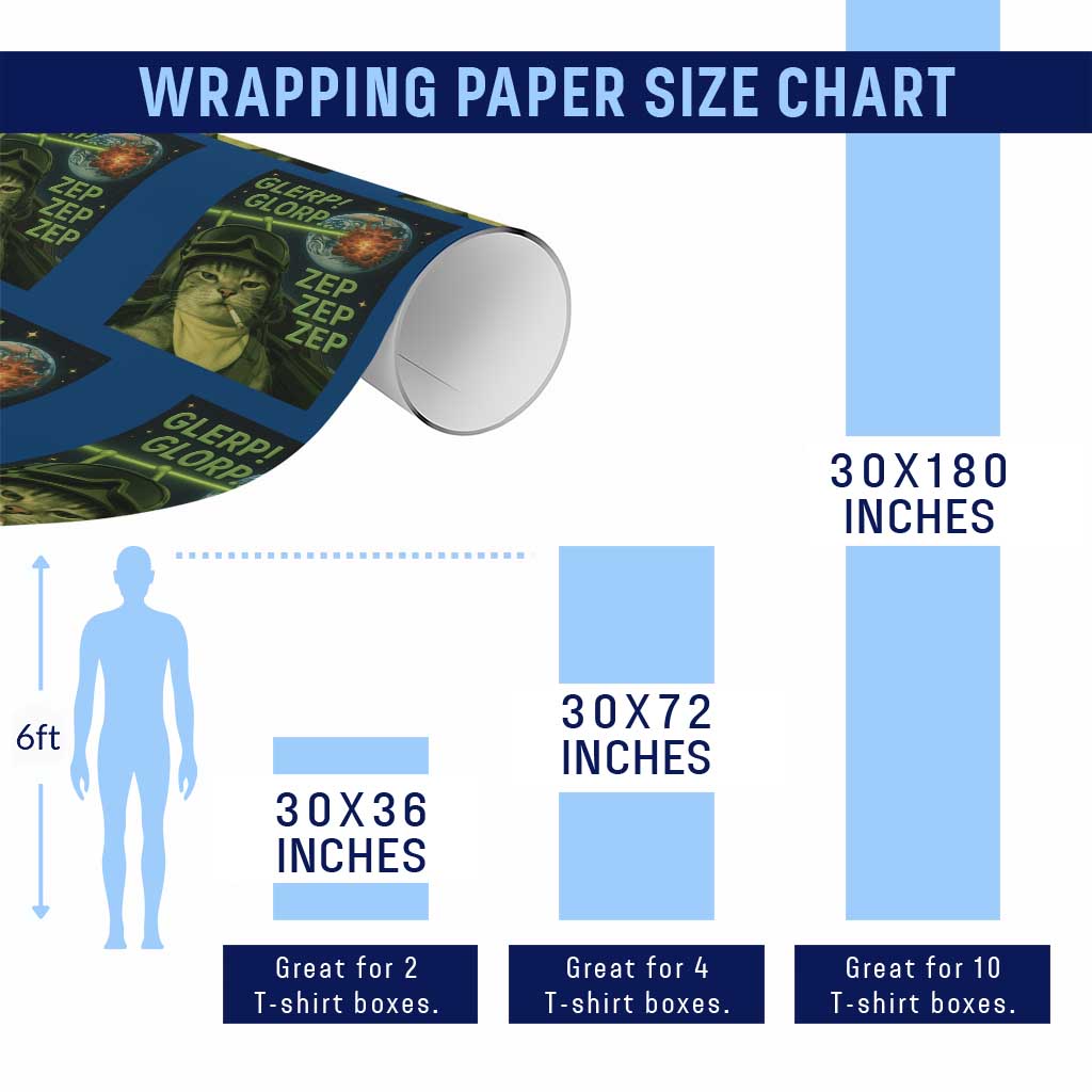 Funny UFO Alien Cat Selfie Wrapping Paper Roll Retro Space Sci-Fi Cat Pilot - Wonder Print Shop