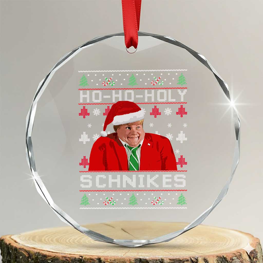 Funny Ugly Christmas Crystal Glass Ornament Chris Holy Schnikes Farley - Wonder Print Shop