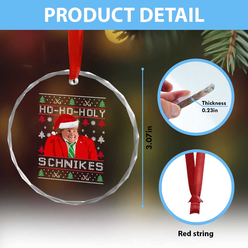 Funny Ugly Christmas Crystal Glass Ornament Chris Holy Schnikes Farley - Wonder Print Shop