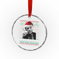 Funny Ugly Christmas Crystal Glass Ornament Funny Mafia Gangster Santa Sopranos Smoking - Wonder Print Shop