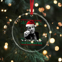 Funny Ugly Christmas Crystal Glass Ornament Funny Mafia Gangster Santa Sopranos Smoking - Wonder Print Shop