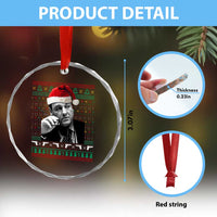 Funny Ugly Christmas Crystal Glass Ornament Funny Mafia Gangster Santa Sopranos Smoking - Wonder Print Shop