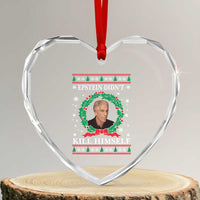 Funny Ugly Christmas Heart Crystal Glass Ornament Epstein Didnt Kill Himself - Wonder Print Shop
