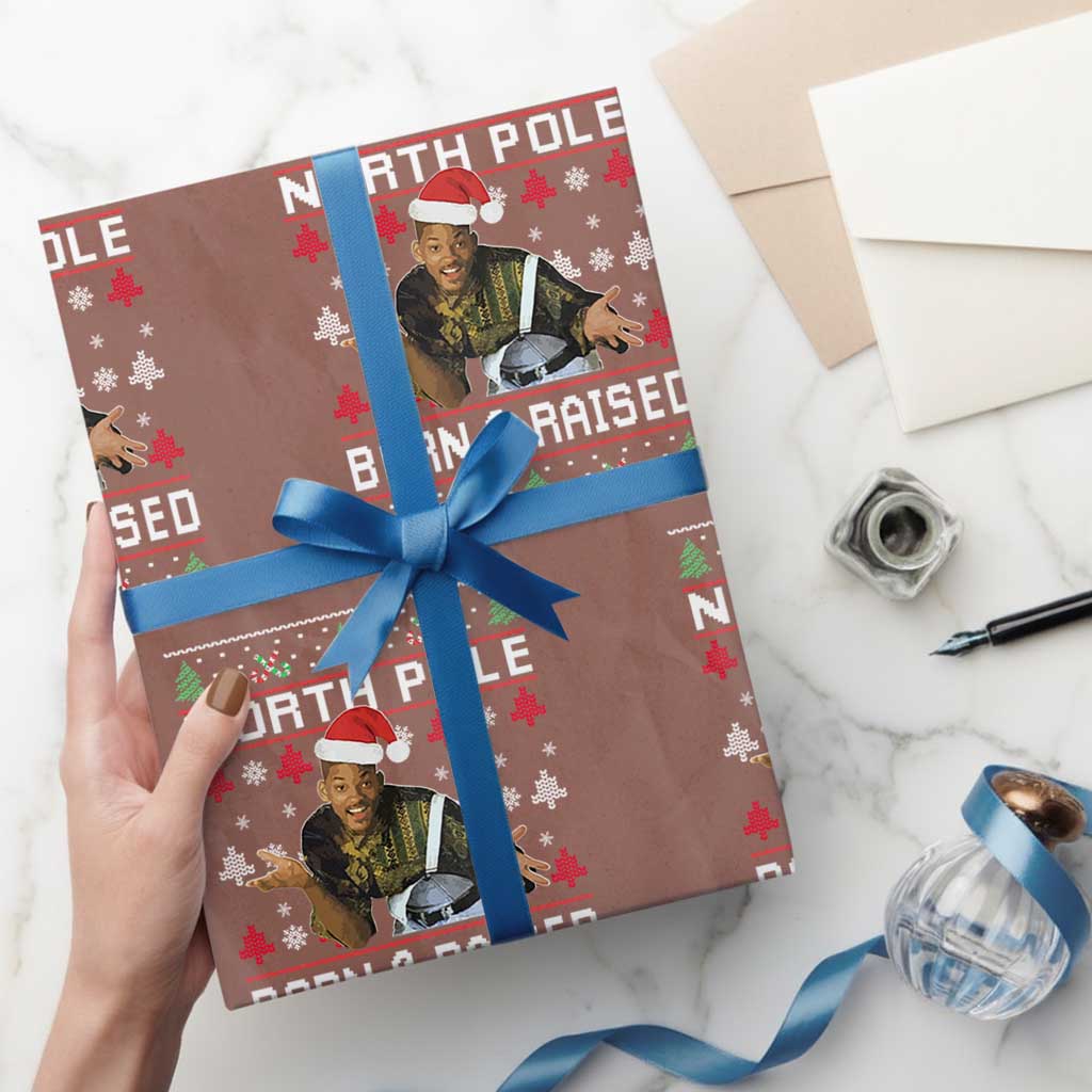Funny Ugly Christmas Wrapping Paper Roll Fresh North Pole Born and Raised Prince - Wonder Print Shop