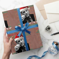 Funny Ugly Christmas Wrapping Paper Roll Funny Mafia Gangster Santa Sopranos Smoking - Wonder Print Shop