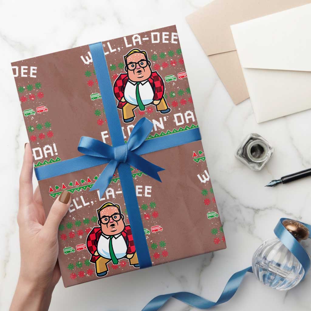 Funny Ugly Christmas Wrapping Paper Roll Well La Dee Frickin Da Xmas Saturday Night - Wonder Print Shop
