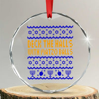 Funny Ugly Hanukkah Crystal Glass Ornament Deck The Halls With Matzo Balls Jewish Gift - Wonder Print Shop