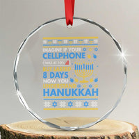 Funny Ugly Hanukkah Crystal Glass Ornament Imagine Your Cellphone Chanukah Jewish - Wonder Print Shop