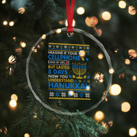 Funny Ugly Hanukkah Crystal Glass Ornament Imagine Your Cellphone Chanukah Jewish - Wonder Print Shop
