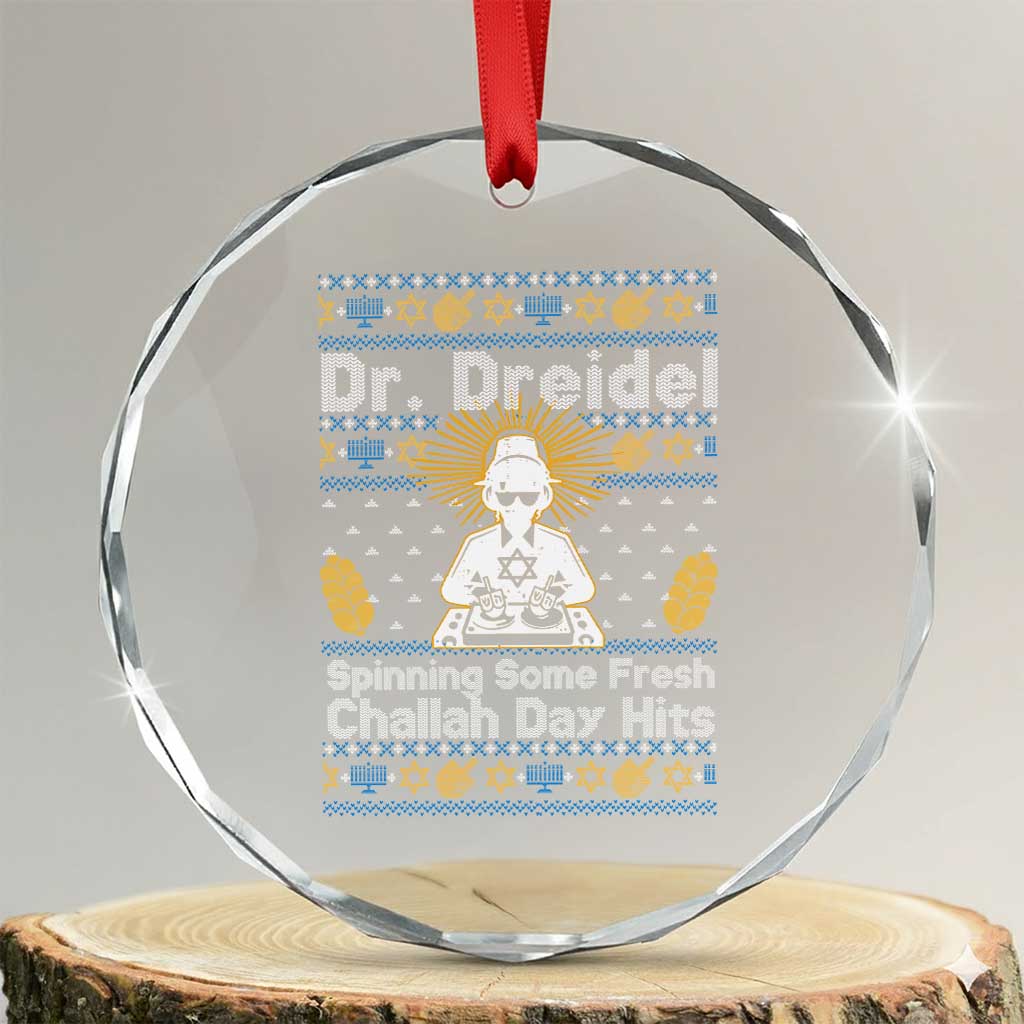 Funny Ugly Hanukkah Crystal Glass Ornament Mr Dreidel Dj Chanukkah Jewish - Wonder Print Shop