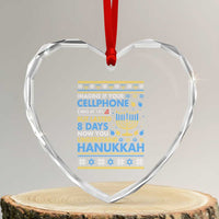 Funny Ugly Hanukkah Heart Crystal Glass Ornament Imagine Your Cellphone Chanukah Jewish - Wonder Print Shop