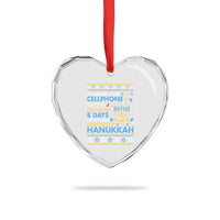 Funny Ugly Hanukkah Heart Crystal Glass Ornament Imagine Your Cellphone Chanukah Jewish - Wonder Print Shop