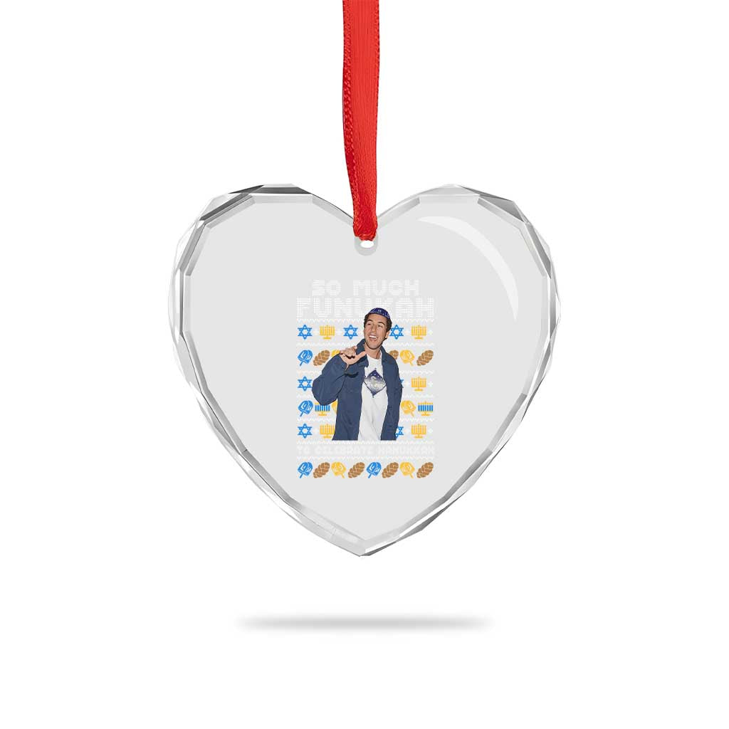 Funny Ugly Hanukkah Heart Crystal Glass Ornament Sandler So Much Funukah To Celebrate Hanukkah - Wonder Print Shop
