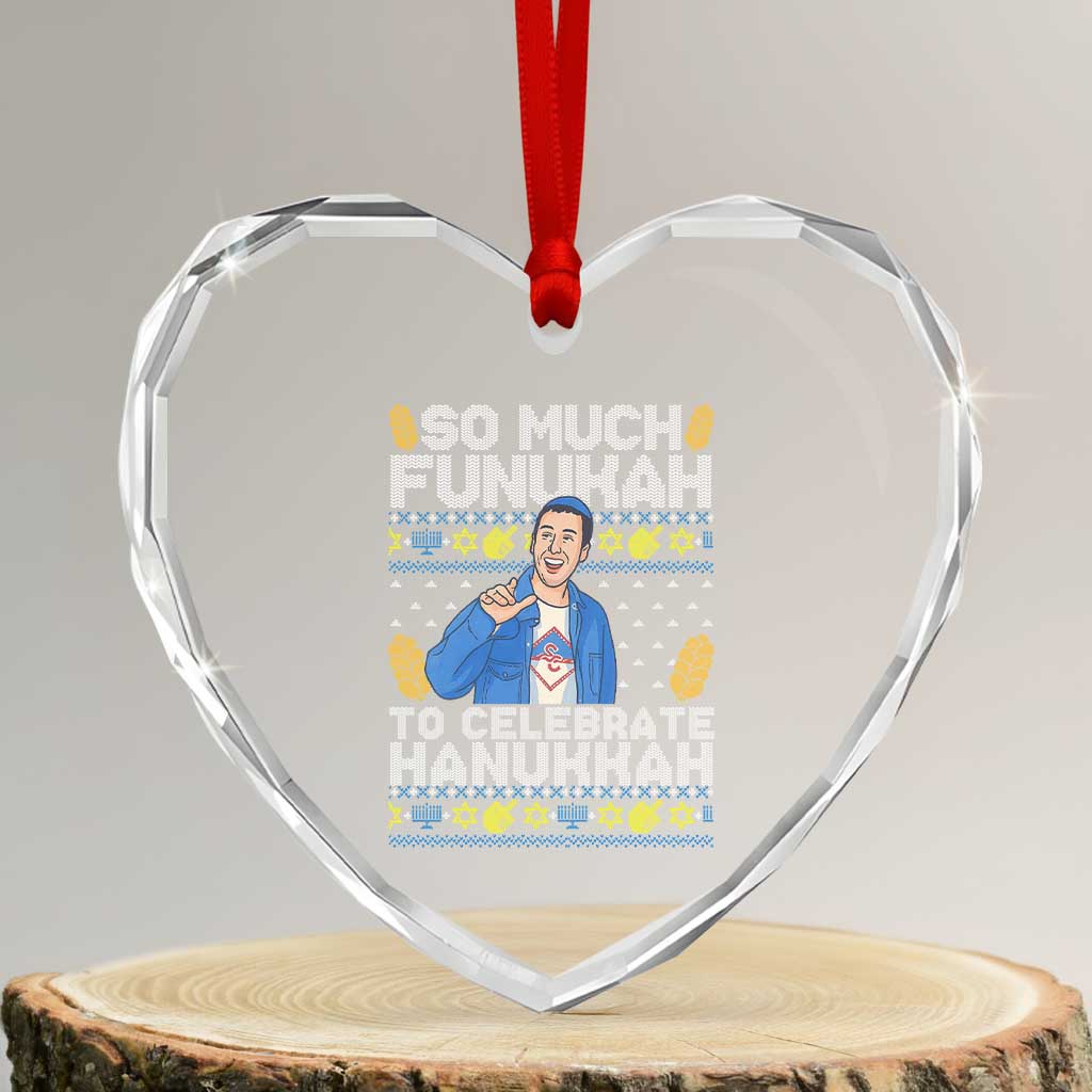 Funny Ugly Hanukkah Heart Crystal Glass Ornament So Much Funukah To Celebrate Hanukkah Sandler - Wonder Print Shop