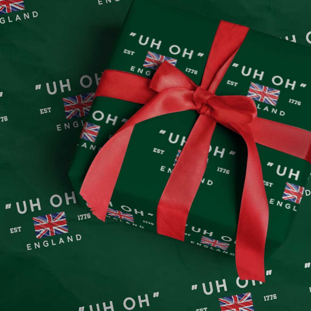 Funny Uh Oh England 1776 Wrapping Paper Roll 4th Of July USA Union Jack Flag - Wonder Print Shop
