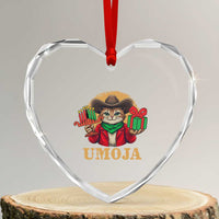 Funny Umoja Holiday Gift Heart Crystal Glass Ornament CowCat Kwanzaa Kinara Candle And Presents - Wonder Print Shop