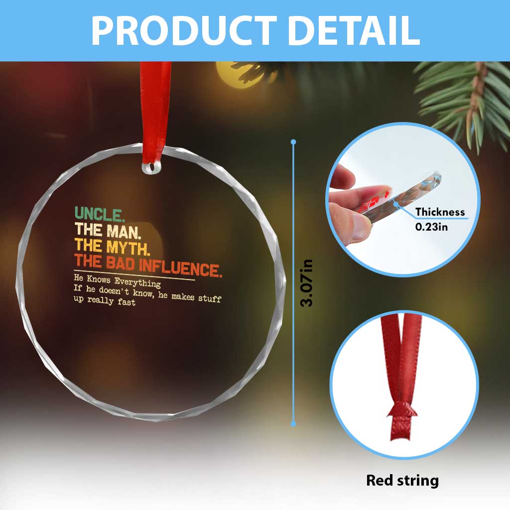 Funny Uncle Crystal Glass Ornament Best Funny Uncle Fathers Day - Wonder Print Shop