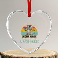 Funny Uncle Dinosaur Heart Crystal Glass Ornament Don't Mess With Unclesaurus You'll Get Jurasskicked - Wonder Print Shop