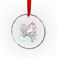 Funny Unicorn I Was 6 Now I Am 7 Crystal Glass Ornament Girl Seventh Birthday Gift - Wonder Print Shop