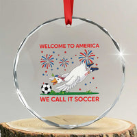 Funny USA Goose Football Crystal Glass Ornament Welcome To America We Call It Soccer