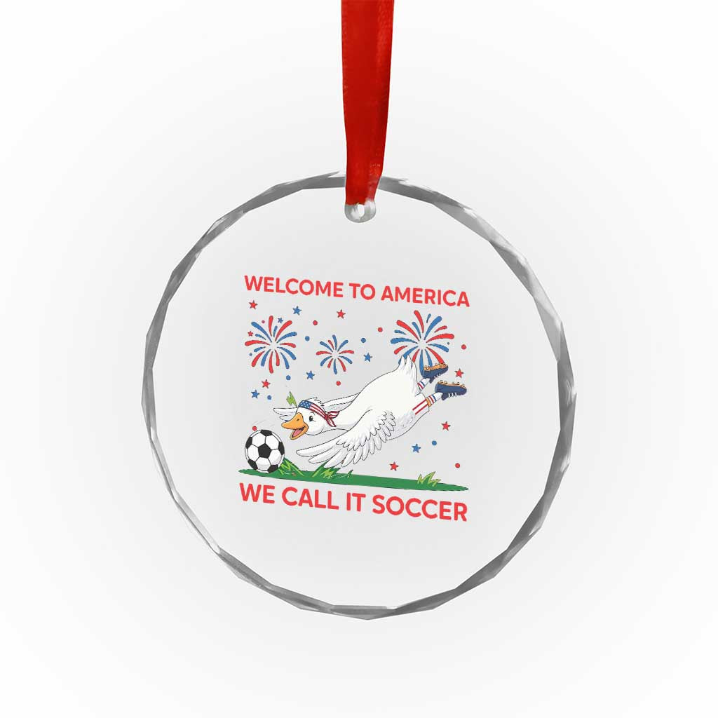 Funny USA Goose Football Crystal Glass Ornament Welcome To America We Call It Soccer