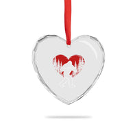 Funny Valentine Bigfoot in Love Heart Hand Sign Heart Crystal Glass Ornament Romantic Sasquatch in Forest Valentines Day