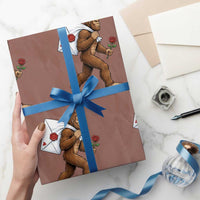 Funny Valentine Bigfoot with Heart Sack Bag Wrapping Paper Roll Romantic Sasquatch Love Letter Valentines Day