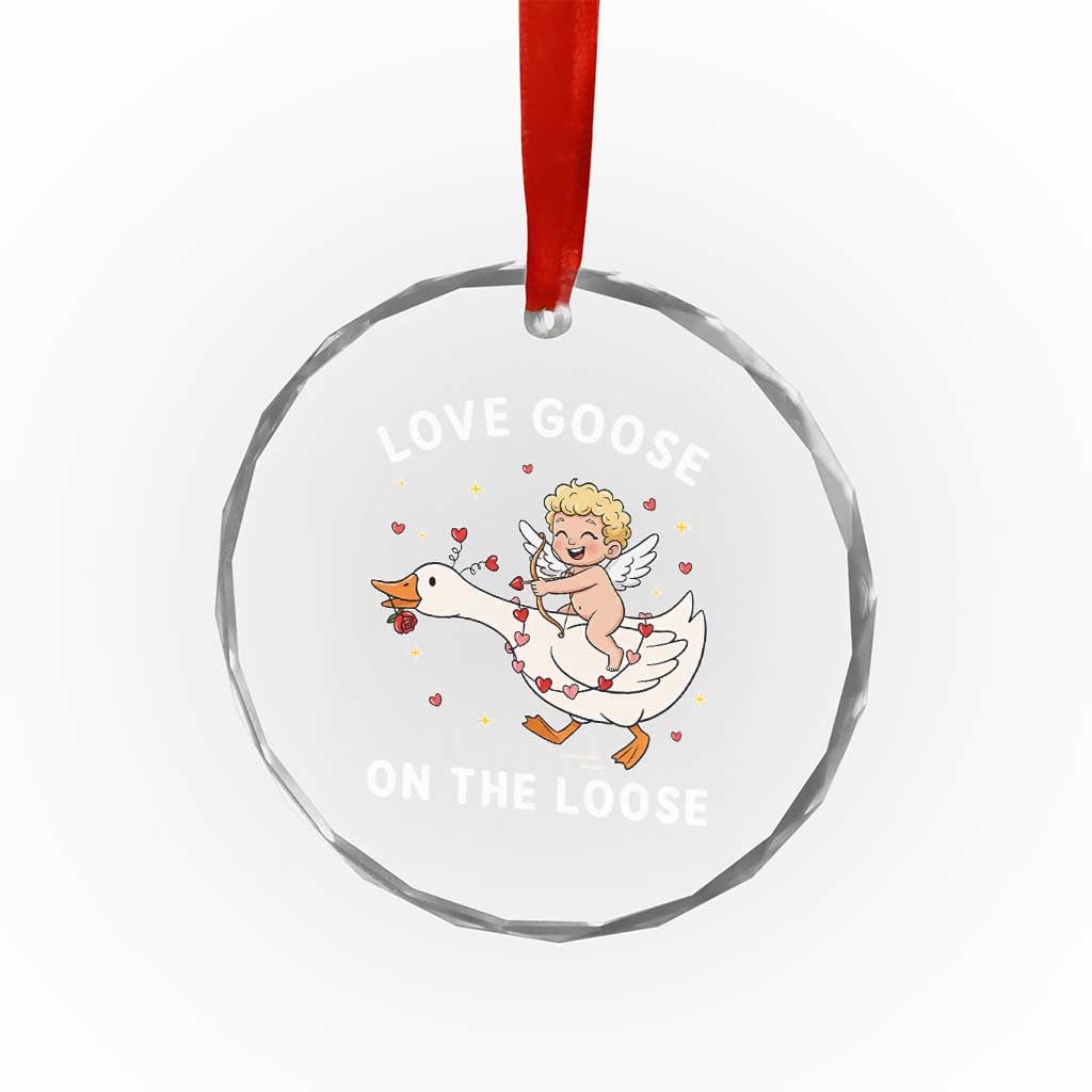 Funny Valentine Goose Crystal Glass Ornament Love Goose On The Loose - Wonder Print Shop