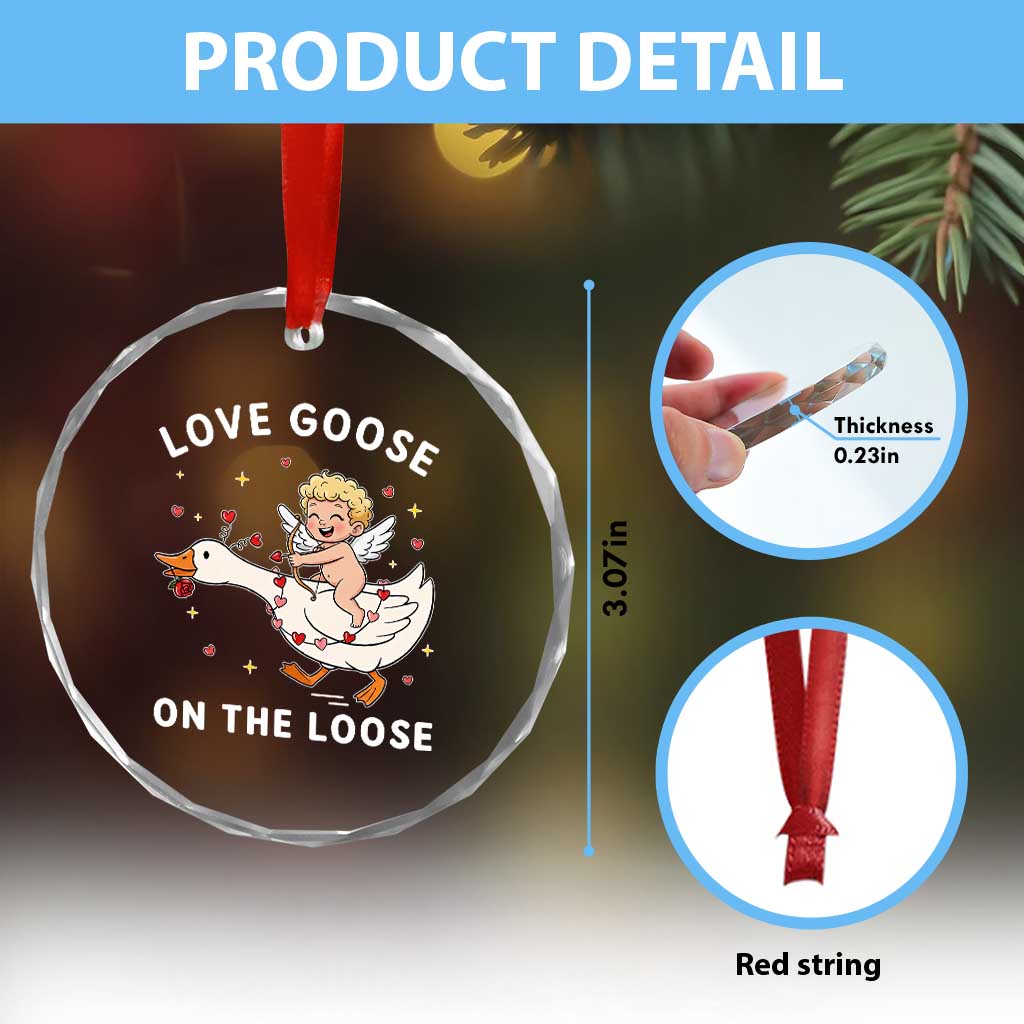 Funny Valentine Goose Crystal Glass Ornament Love Goose On The Loose - Wonder Print Shop
