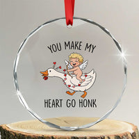 Funny Valentine Goose Crystal Glass Ornament You Make My Heart Go Honk - Wonder Print Shop