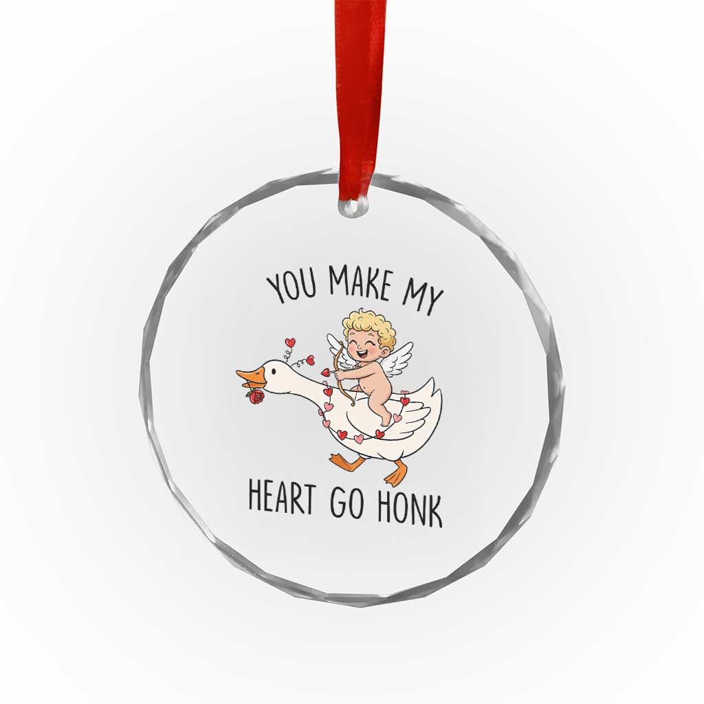 Funny Valentine Goose Crystal Glass Ornament You Make My Heart Go Honk - Wonder Print Shop