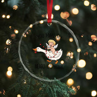 Funny Valentine Goose Crystal Glass Ornament You Make My Heart Go Honk - Wonder Print Shop