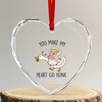 Funny Valentine Goose Heart Crystal Glass Ornament You Make My Heart Go Honk - Wonder Print Shop