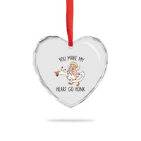 Funny Valentine Goose Heart Crystal Glass Ornament You Make My Heart Go Honk - Wonder Print Shop