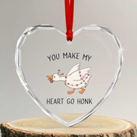 Funny Valentine Goose Heart Crystal Glass Ornament You Make My Heart Go Honk Cute Romantic Gift