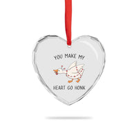 Funny Valentine Goose Heart Crystal Glass Ornament You Make My Heart Go Honk Cute Romantic Gift