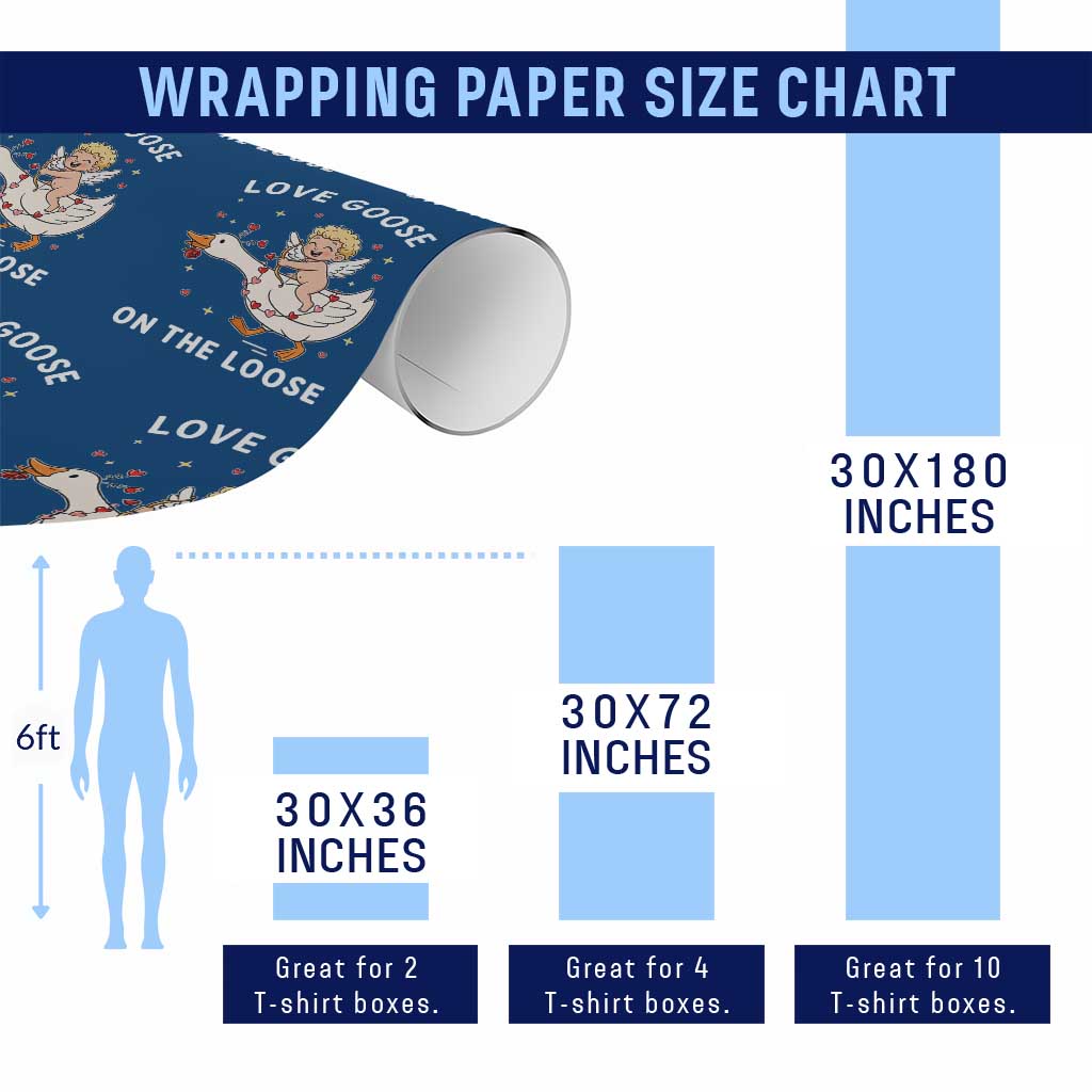 Funny Valentine Goose Wrapping Paper Roll Love Goose On The Loose - Wonder Print Shop