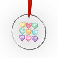 Funny Valentines Day 67 Meme Six Seven Sigma Rizz Heart Kids Crystal Glass Ornament