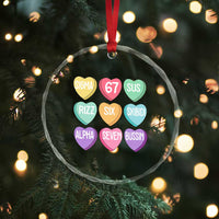 Funny Valentines Day 67 Meme Six Seven Sigma Rizz Heart Kids Crystal Glass Ornament