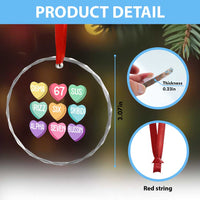 Funny Valentines Day 67 Meme Six Seven Sigma Rizz Heart Kids Crystal Glass Ornament