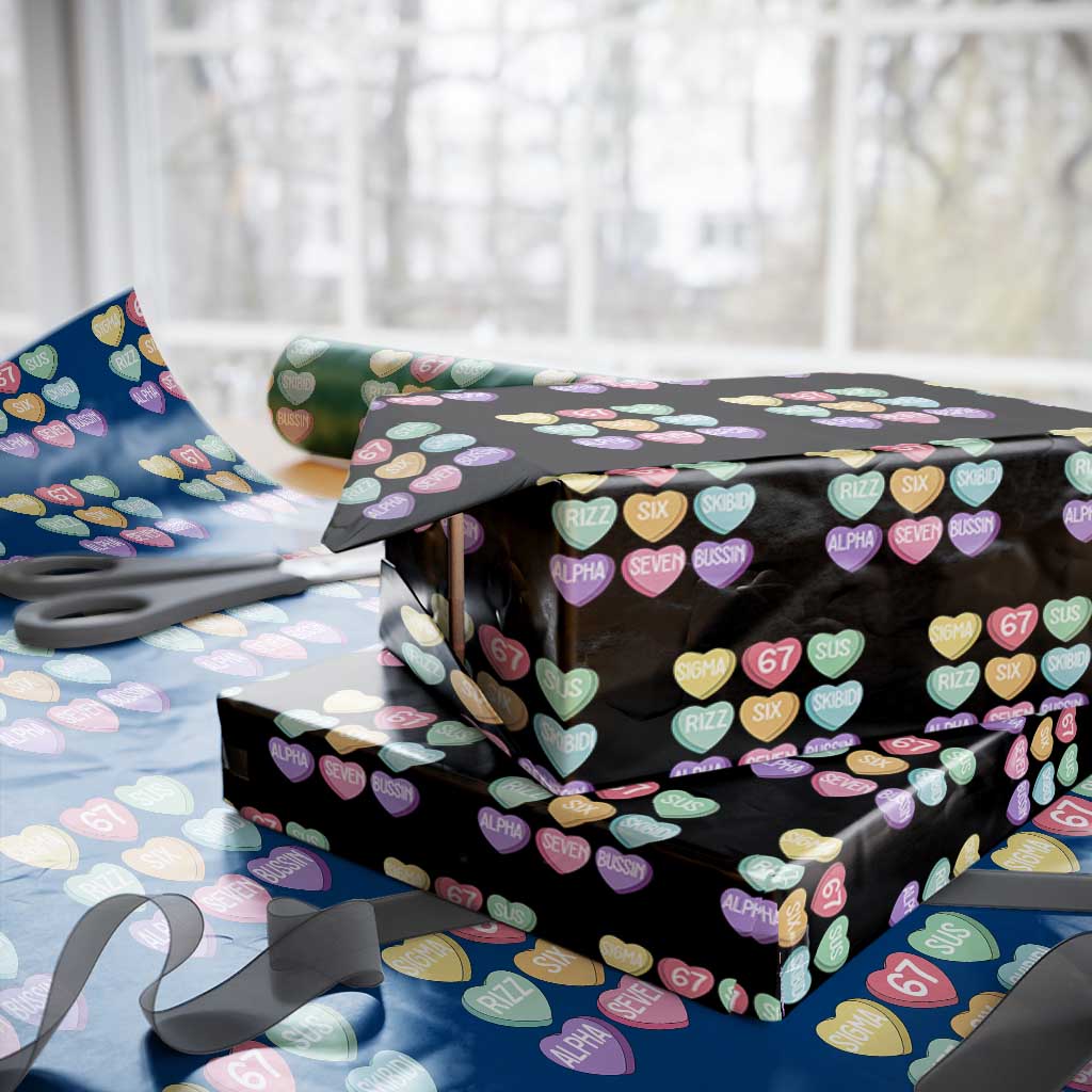 Funny Valentines Day 67 Meme Six Seven Sigma Rizz Heart Kids Wrapping Paper Roll