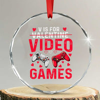 Funny Valentines Gamer Crystal Glass Ornament V is for Video Games - Wonder Print Shop
